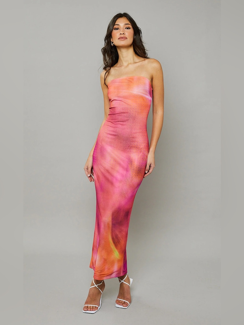 Rare London mesh bandeau maxi dress